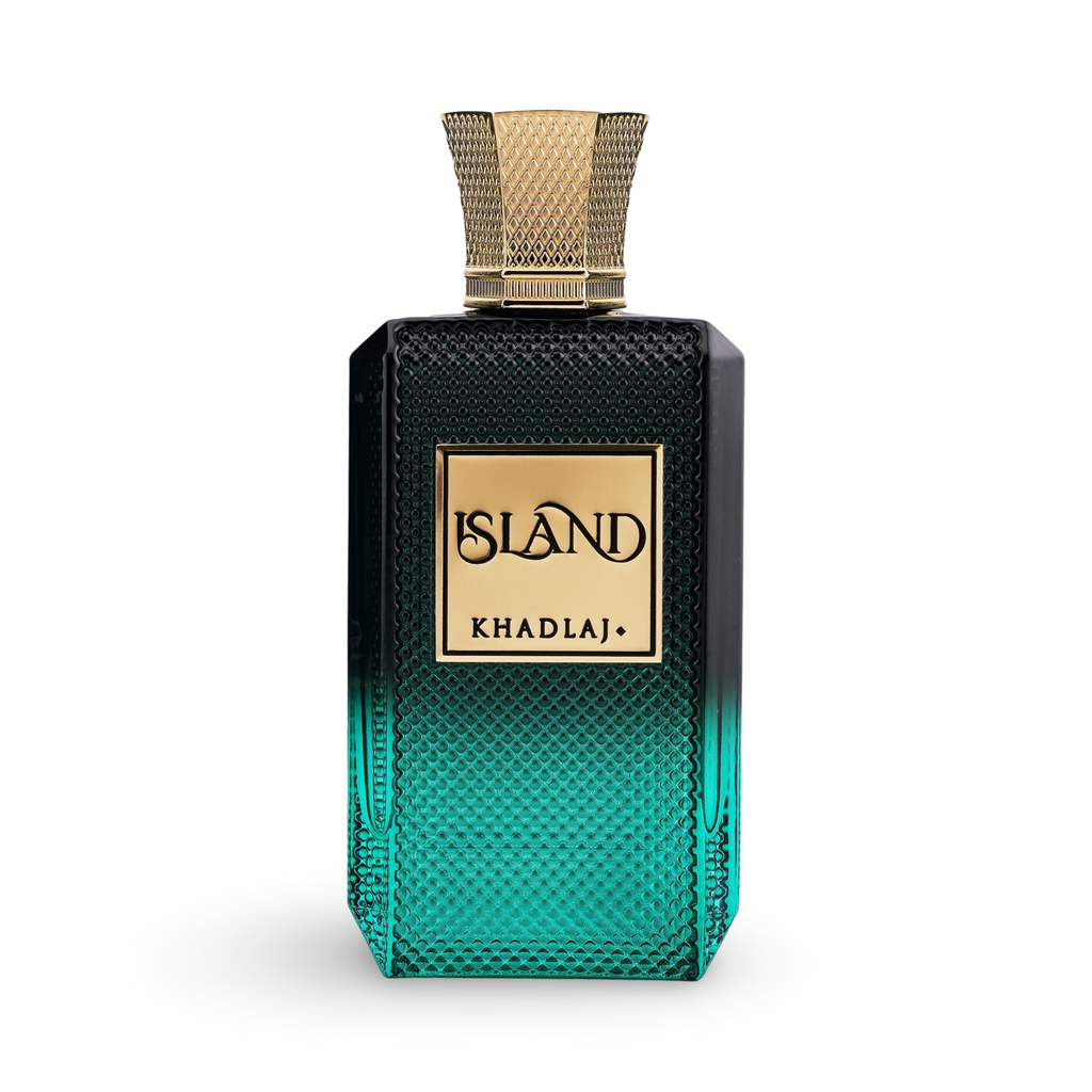 Khadlaj Island original perfume bottle, clean product photo