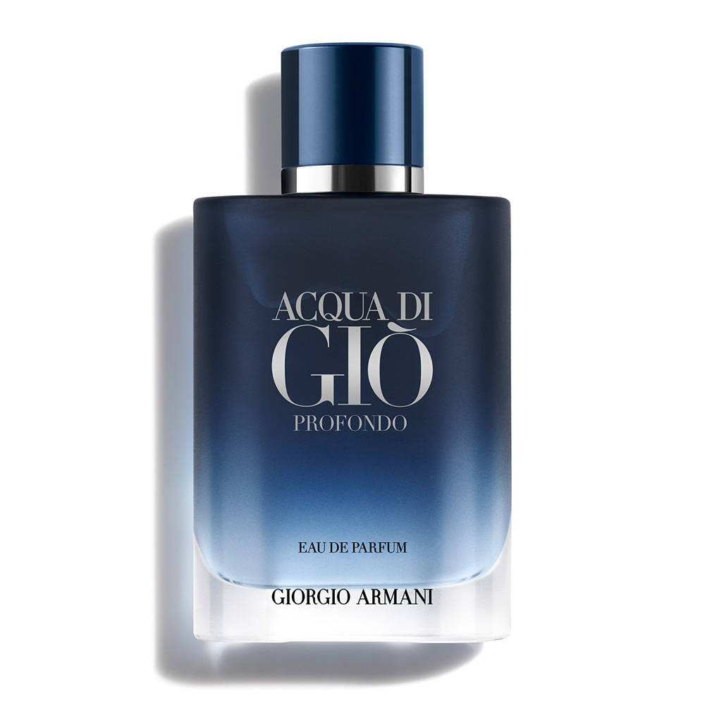 Giorgio Armani Acqua di Gio Profondo exact fragrance bottle clear product photograph